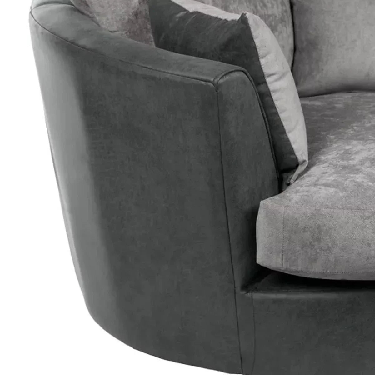 Blake Soft Faux Leather Graphite Corner Sofa - Left and Right Arm