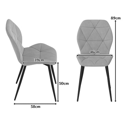 Upholstered Dining Chair Set of 4 with Ergonomic Backrest and Curved Seat-Grey