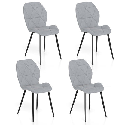 Upholstered Dining Chair Set of 4 with Ergonomic Backrest and Curved Seat-Grey