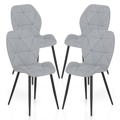 Upholstered Dining Chair Set of 4 with Ergonomic Backrest and Curved Seat-Grey