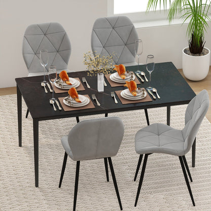 Upholstered Dining Chair Set of 4 with Ergonomic Backrest and Curved Seat-Grey