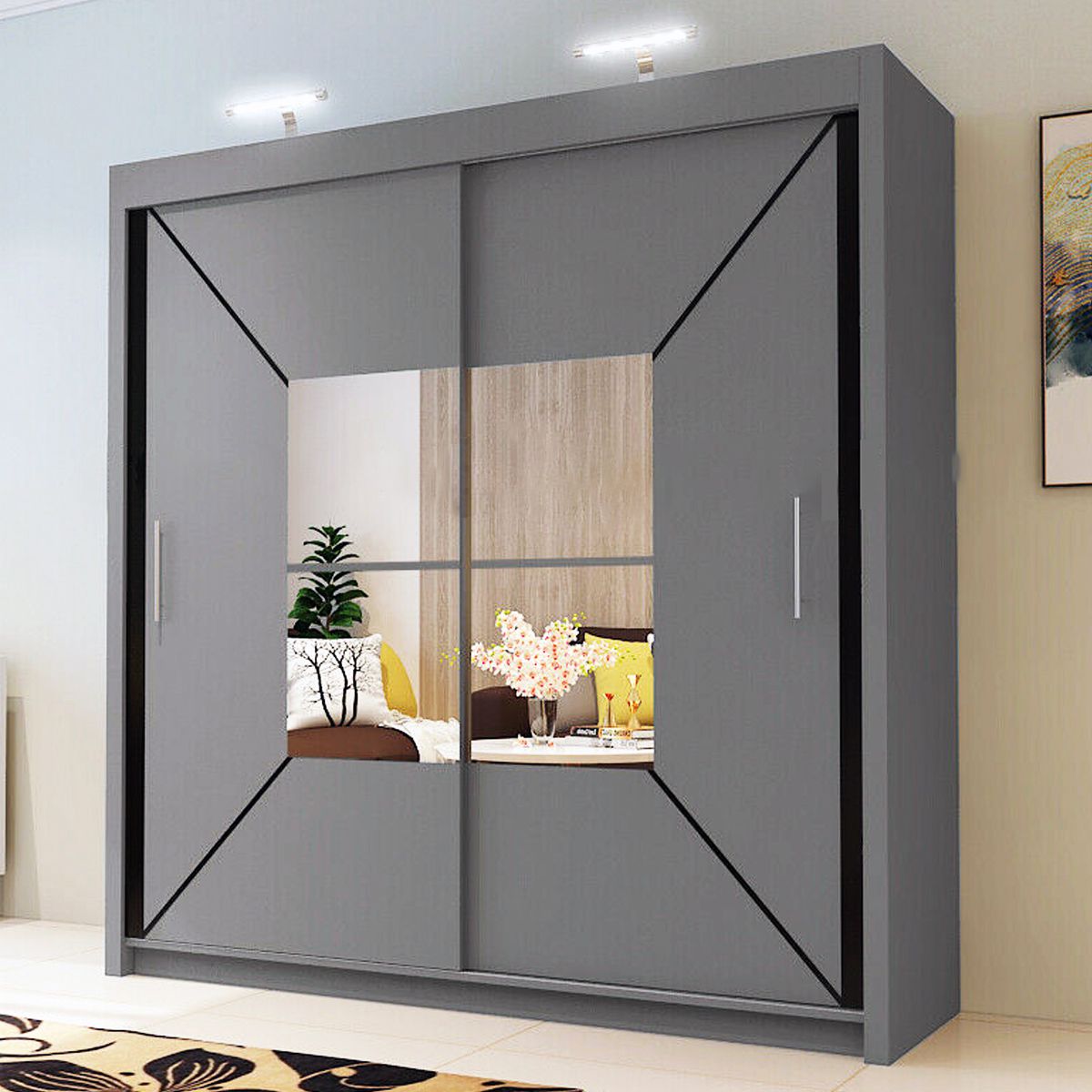 Bartholomew Mirrored Sliding Wardrobe - Black