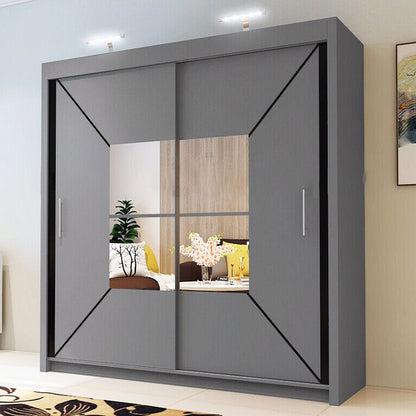 Bartholomew Mirrored Sliding Wardrobe - Grey