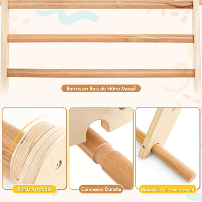 Pikler Triangle Set Foldable Triangle Climber with Slide-Natural