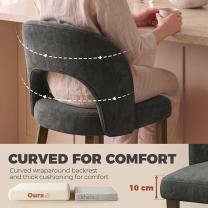 HOMCOM Modern Dining Chairs Set of 2, Chenille Upholstered Ergonomic Kitchen Chairs with Thick Padded Seat, Backrest Dark Grey
