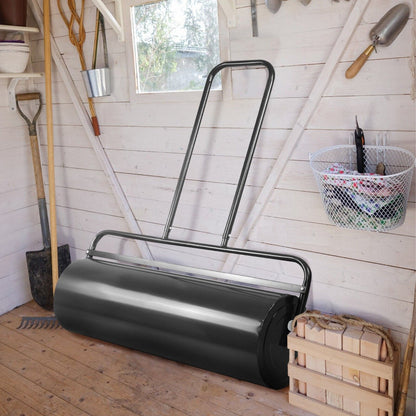 63L Heavy-Duty Garden Grass Roller with U-shaped Handle-Black