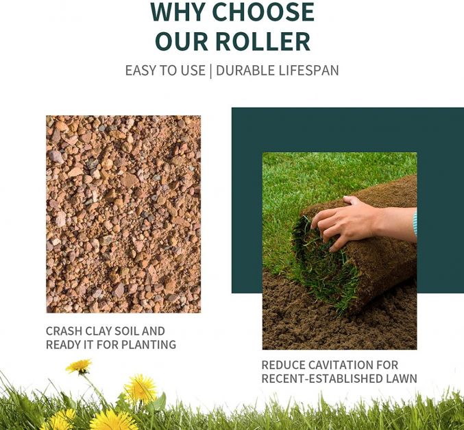 36 x 12 Inches Tow Lawn Roller Water Filled Metal Push Roller