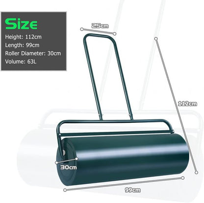 36 x 12 Inches Tow Lawn Roller Water Filled Metal Push Roller