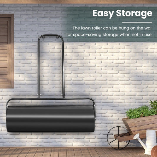 48 L Lawn Roller Steel Lawn Rolling Machine-Black