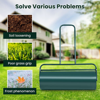 48 L Lawn Roller Steel Lawn Rolling Machine-Green