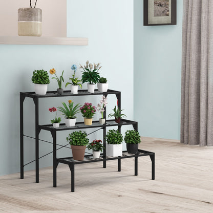 3 Tier Plant Stand with Heavy-Duty Steel Frame for Garden