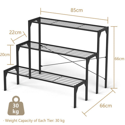 3 Tier Plant Stand with Heavy-Duty Steel Frame for Garden