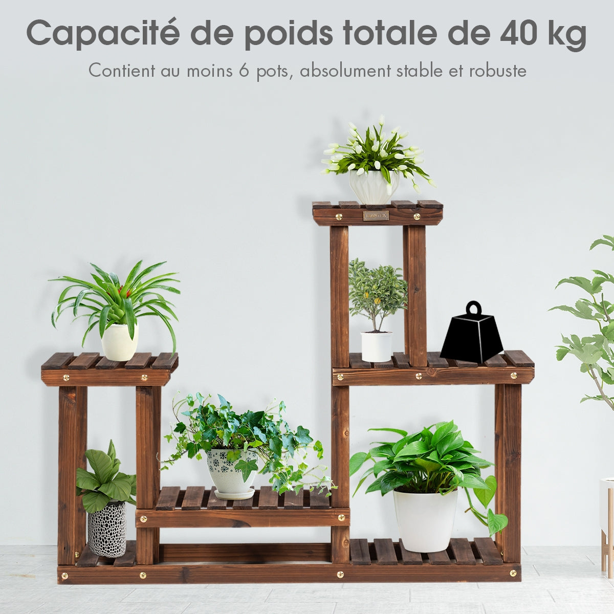 Solid Wood Plant Stand Multi-Tier Flower Pot Holder Indoor/Outdoor
