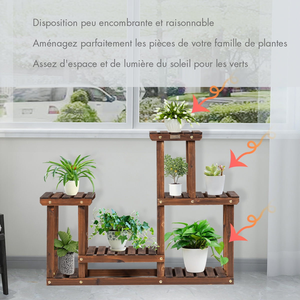 Solid Wood Plant Stand Multi-Tier Flower Pot Holder Indoor/Outdoor