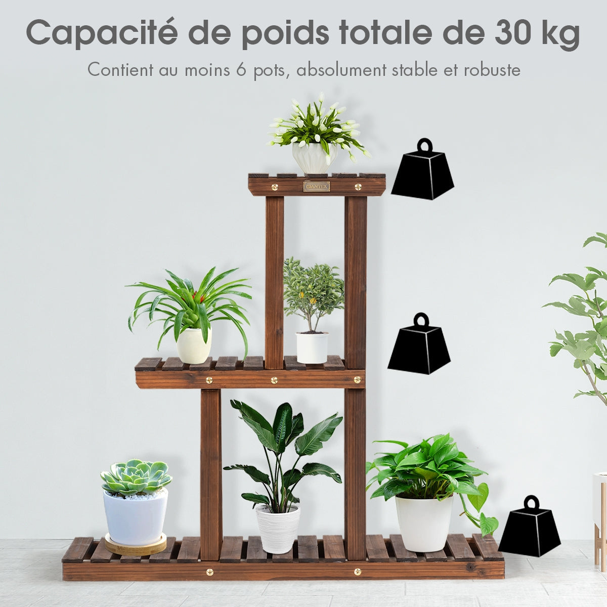 Wood Plant Stand 3-Tier Plant Pot Holder