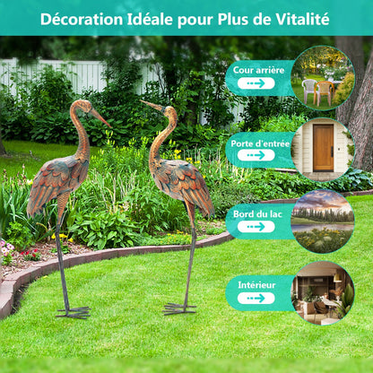Set of 2 Metal Garden Ornaments for Backyard