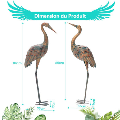 Set of 2 Metal Garden Ornaments for Backyard