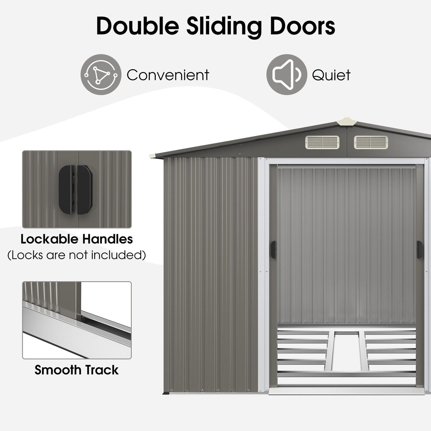 Outdoor Storage Shed with Foundation for Garden Yard-Dark Grey