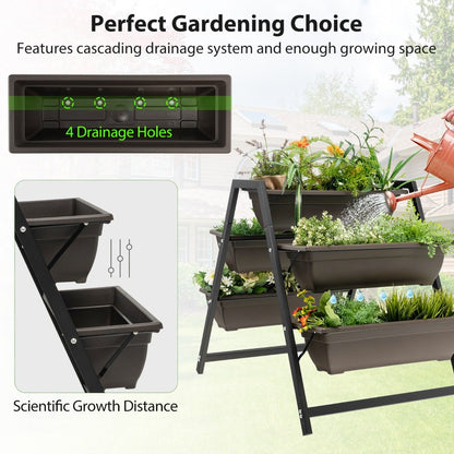 3-Tier Vertical Raised Garden Bed with 5 Plant Boxes