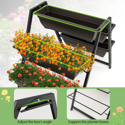 3-Tier Vertical Raised Garden Bed with 5 Plant Boxes