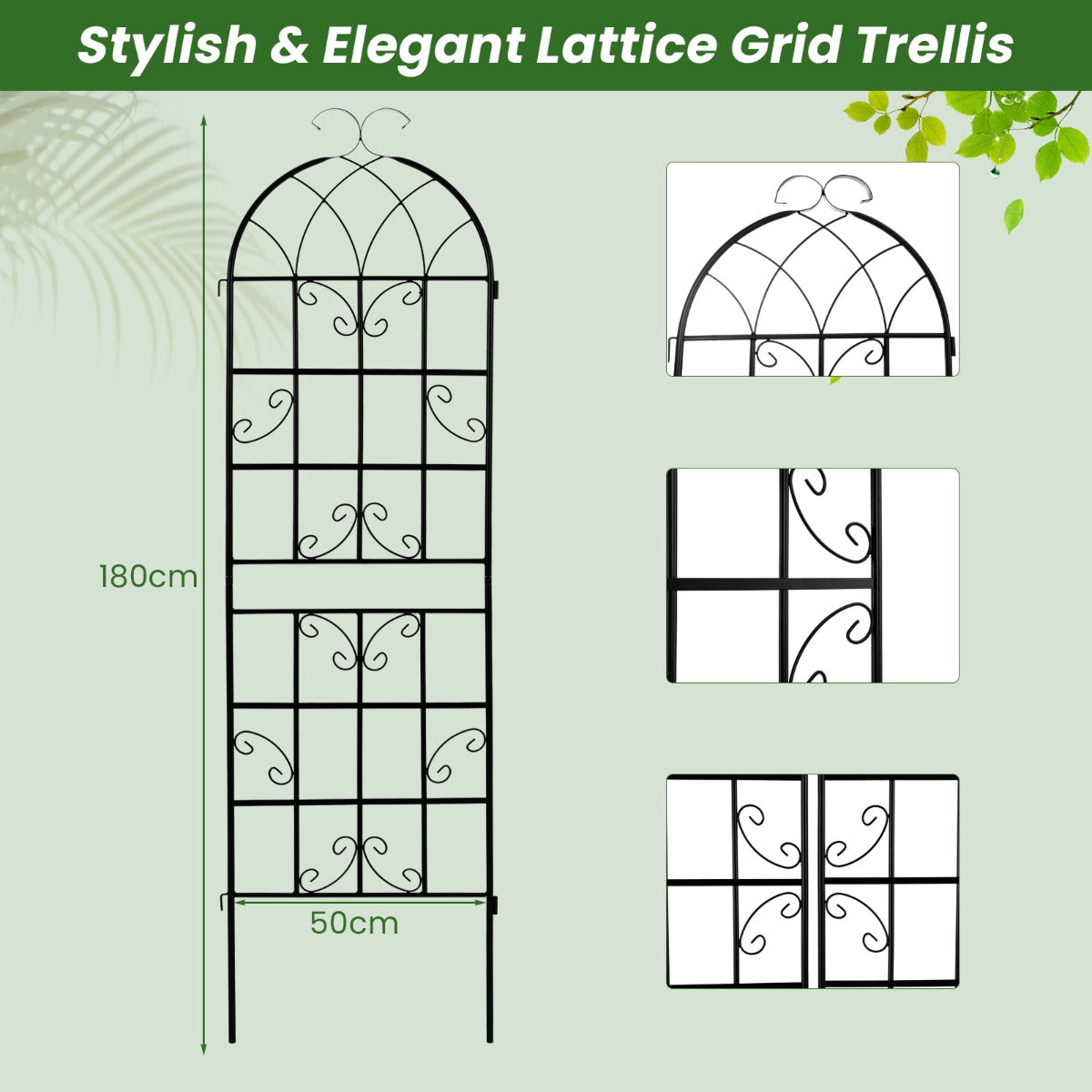 2/4 Pack 180 cm x 50 cm Metal Garden Trellis Decorative for Climbing Plants-4 Pack