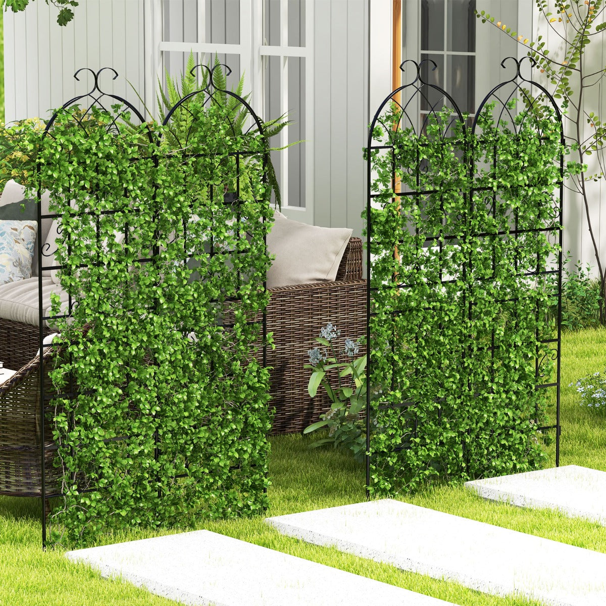 2/4 Pack 180 cm x 50 cm Metal Garden Trellis Decorative for Climbing Plants-4 Pack