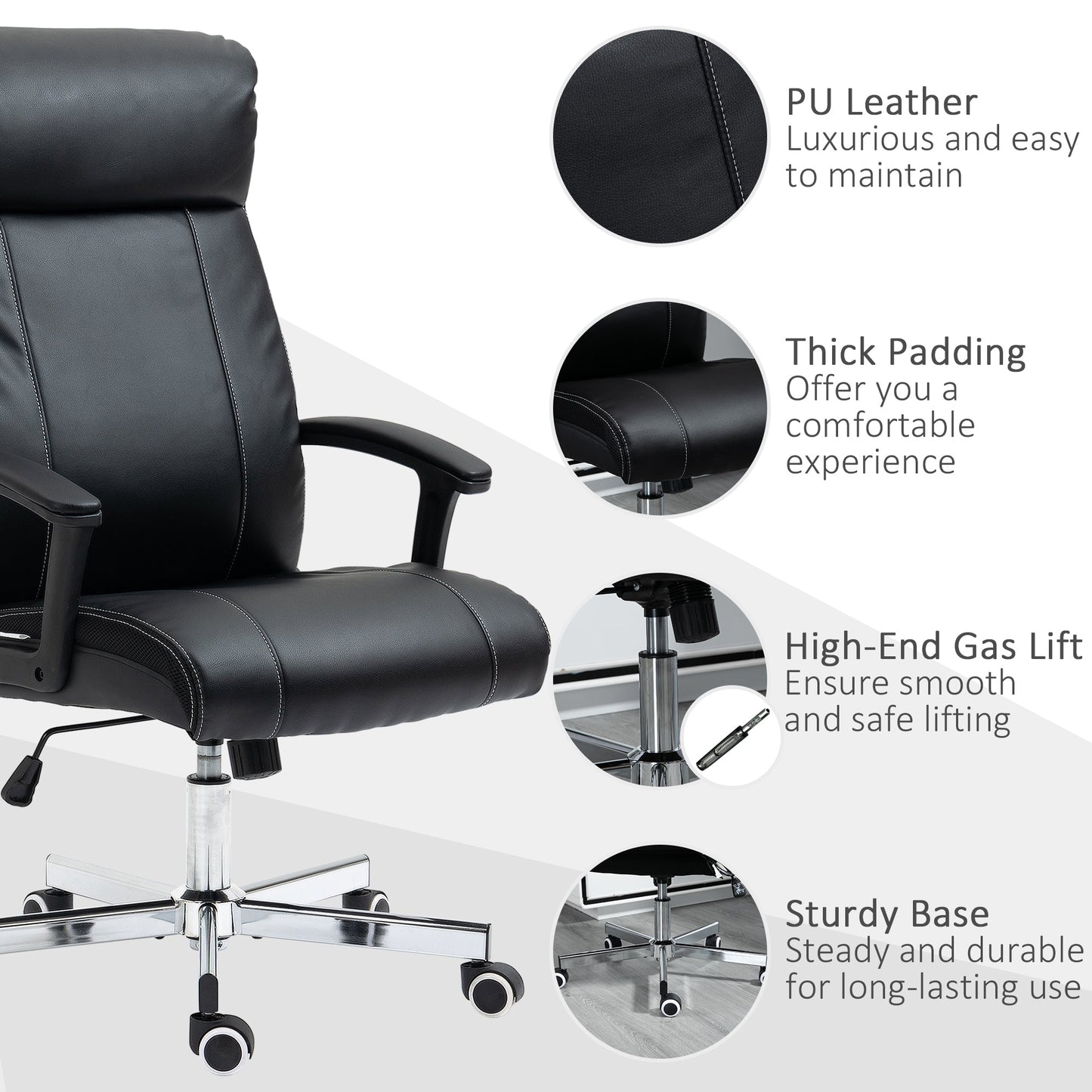 Vinsetto High-Back Vibration Massage Office Chair, Computer Chair with Tilt Function, Remote Control and Adjustable Height, Black