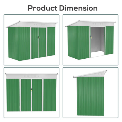 Outsunny 7.6 x 4.3ft Garden Storage Shed w/ Sliding Door Ventilation Window Sloped Roof Gardening Tool Storage Green