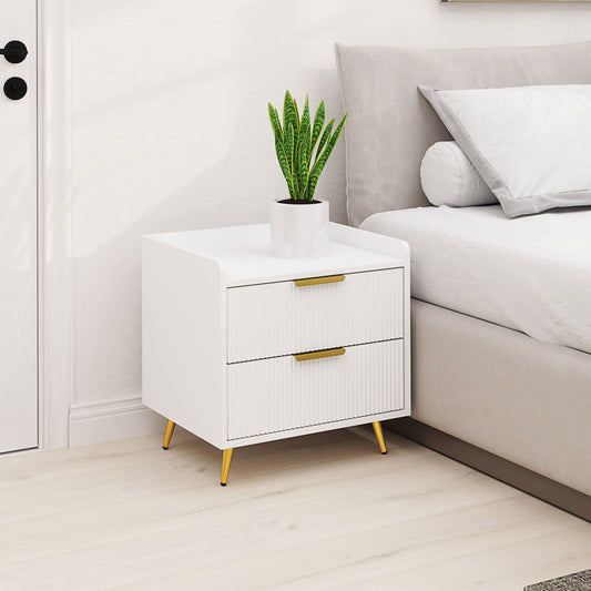 طاولة جانبية أنيقة ذات درجين من HOMCOM - بيضاء