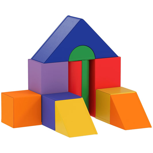 HOMCOM 11-Piece Kids Soft Play Set, Foam Block, Toys for Climbing, Crawling, Multicoloured
