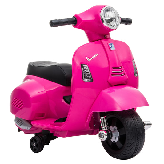 HOMCOM Vespa Licensed 6V Kids Electric Motorbike Ride On Motorcycle Battery Powered for 18-36 Months with Horn, Pink