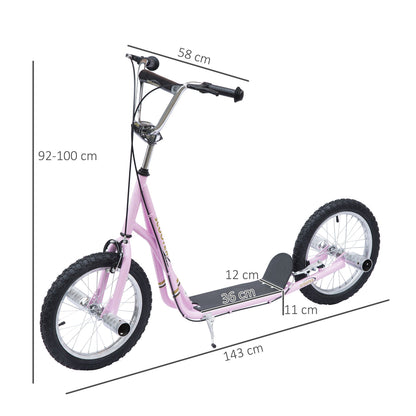 Youth Scooter Adult Teen Push Scooter Kids Children Stunt Scooter Bike Bicycle Ride On 16" Pneumatic Tyres , Pink