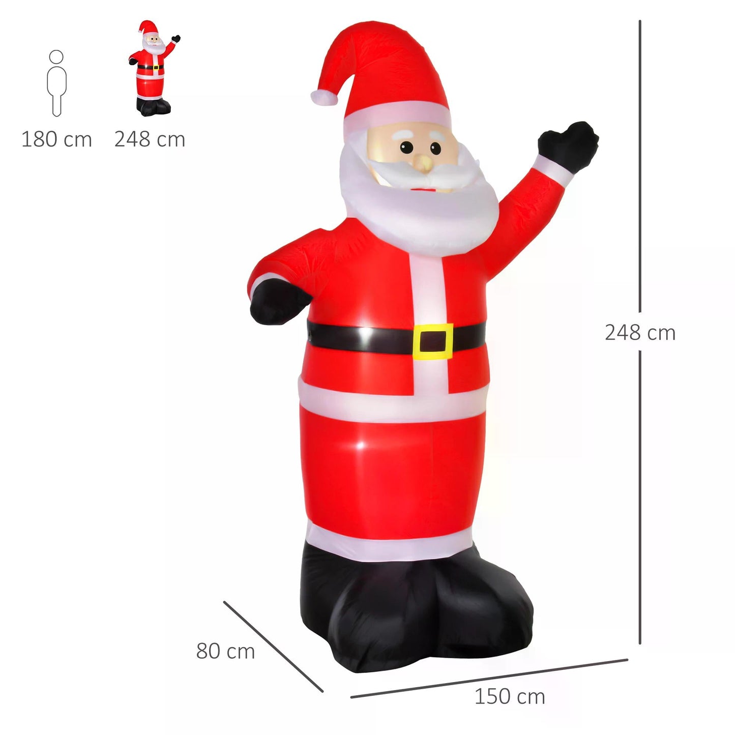 HOMCOM 8ft Inflatable Christmas Santa Claus Xmas Decoration with LED Holiday Air Blown Yard Outdoor DŽcor