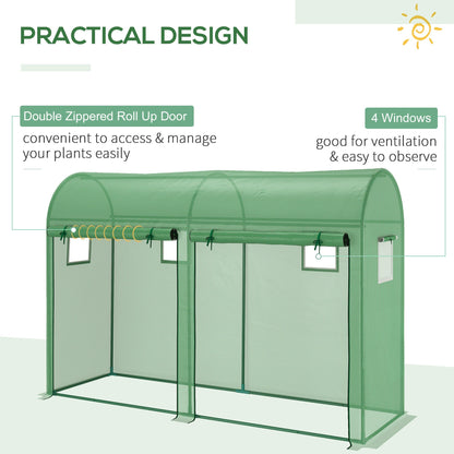 Outsunny Garden Plant Tomato Growth Greenhouse W/ Double Doors & 4 Windows  PE Cover Steel Frame Green, 3L x 1W x 2H (m)