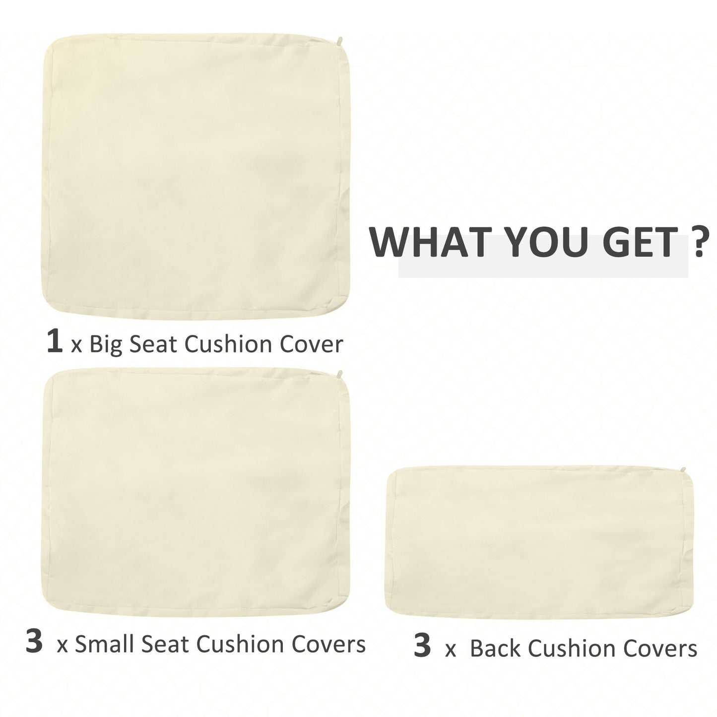 Outsunny Rattan Furniture Cushion Cover Replacement Set, 7 pcs-Cream