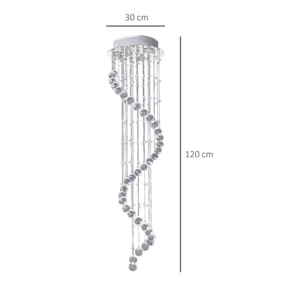 HOMCOM Modern Crystal Chandelier Ceiling Light Pendant Lamp Chrome Finish Glass Droplets New, 30 x 120cm