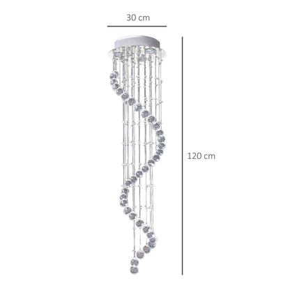 HOMCOM Modern Crystal Chandelier Ceiling Light Pendant Lamp Chrome Finish Glass Droplets New, √ê¬§30 x 120cm