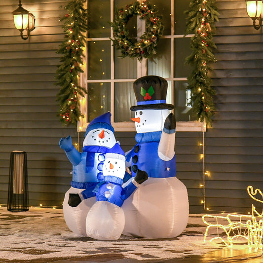 HOMCOM 4 أقدام قابلة للنفخ رجل ثلج عيد الميلاد العائلي LED ديكورات خارجية داخلية للعطلات في الفناء