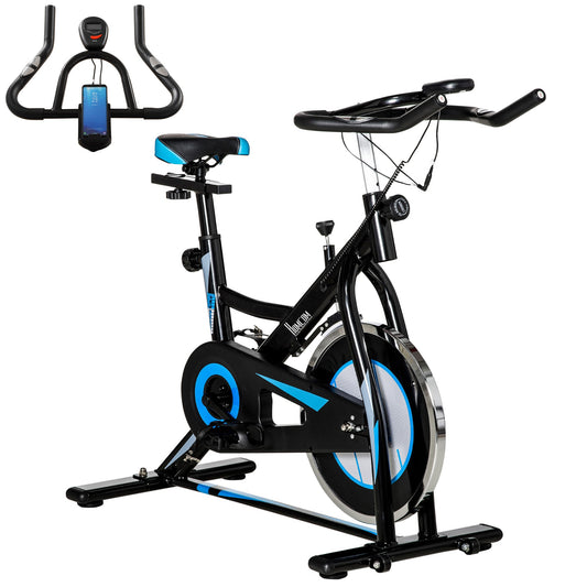 Rower treningowy stacjonarny HOMCOM, 8 kg koło zamachowe, rower treningowy do jazdy na rowerze stacjonarnym, regulowany opór, maszyna do ćwiczeń kardio z monitorem LCD i uchwytem na telefon do domu, siłowni, biura, czarny