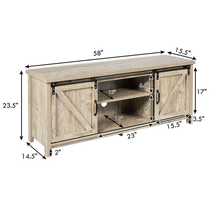 Wooden TV Stand for 65” Television with 2 Cabinets