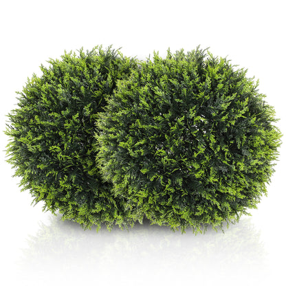 HOMCOM Zestaw 2 sztucznych roślin Topiary Balls, sztuczne rośliny dekoracyjne z ochroną UV, sztuczne rośliny do dekoracji wnętrz i na zewnątrz, 45 cm, zielony