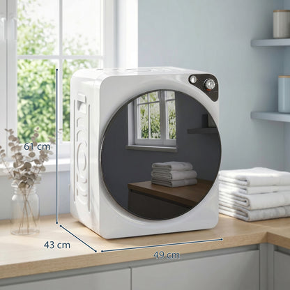 HOMCOM 5kg Vented Tumble Dryer, 1000W Compact Tumble Dryer with 5 Drying Modes, Stainless Steel Tub, White