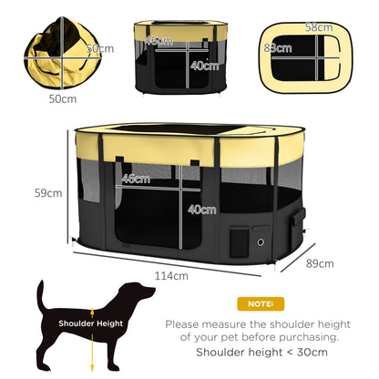 PawHut Foldable Dog Pen with Storage Bag for Indoor/Outdoor Use, Yellow