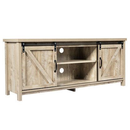 Wooden TV Stand for 65” Television with 2 Cabinets