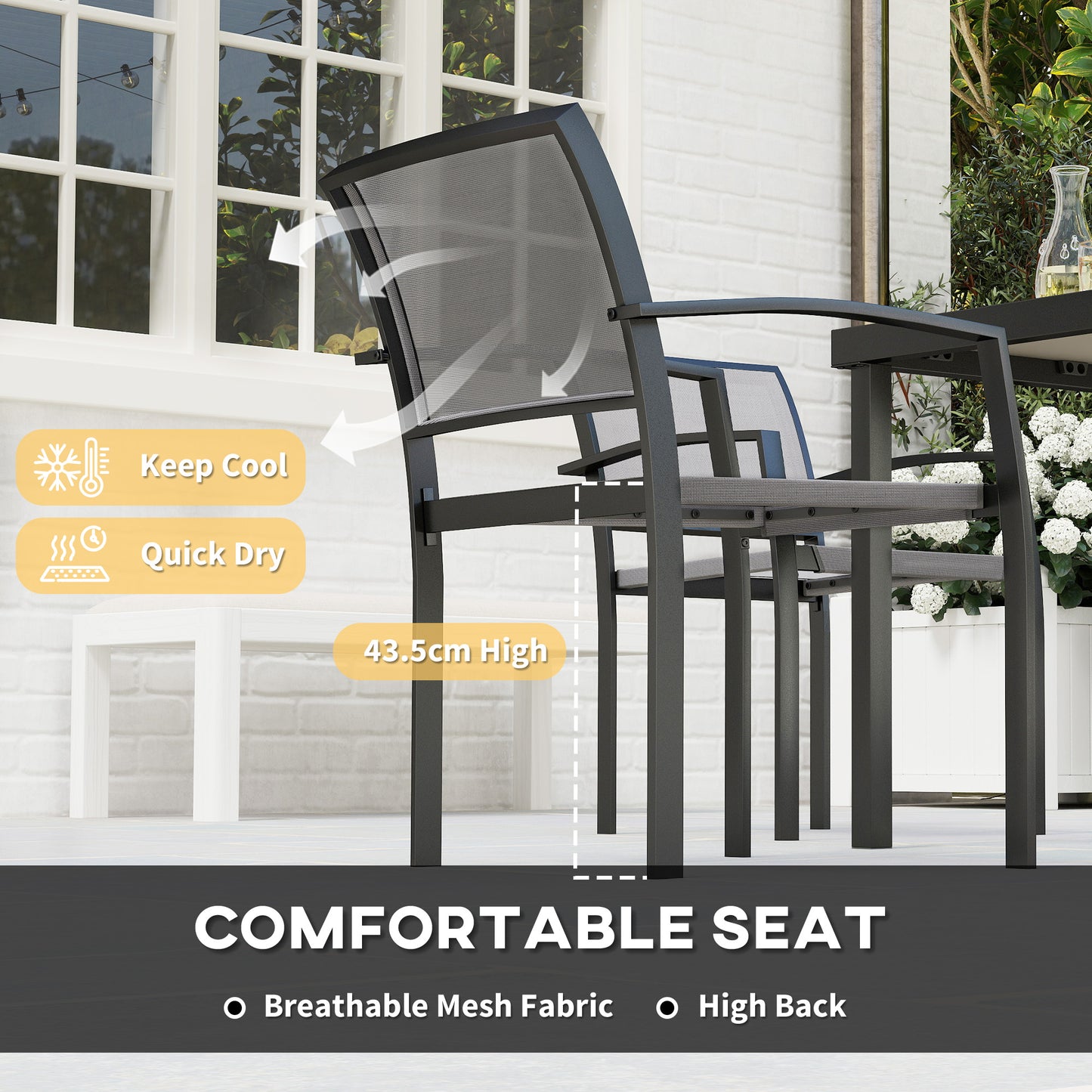 Outsunny Five-Piece Outdoor Garden Dining Set - Grey