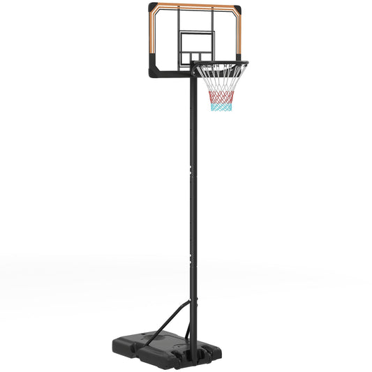 SPORTNOW Height Adjustable Basketball Stand Net Set System, Freestanding Basketball Hoop and Stand with Wheels, 182-213cm - Black