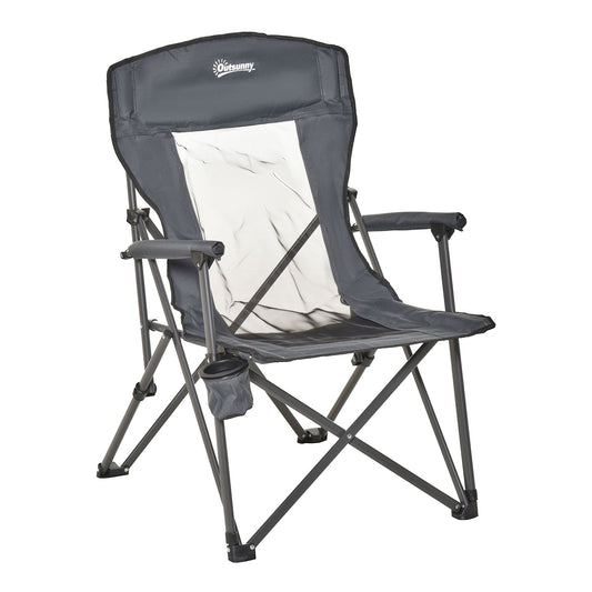 Outsunny Folding Camp Chair Portable Chair w/ Cup Holder Holds up to 136kg Perfect for Camping, Festivals, Garden, Caravan Trips, Beach and BBQs