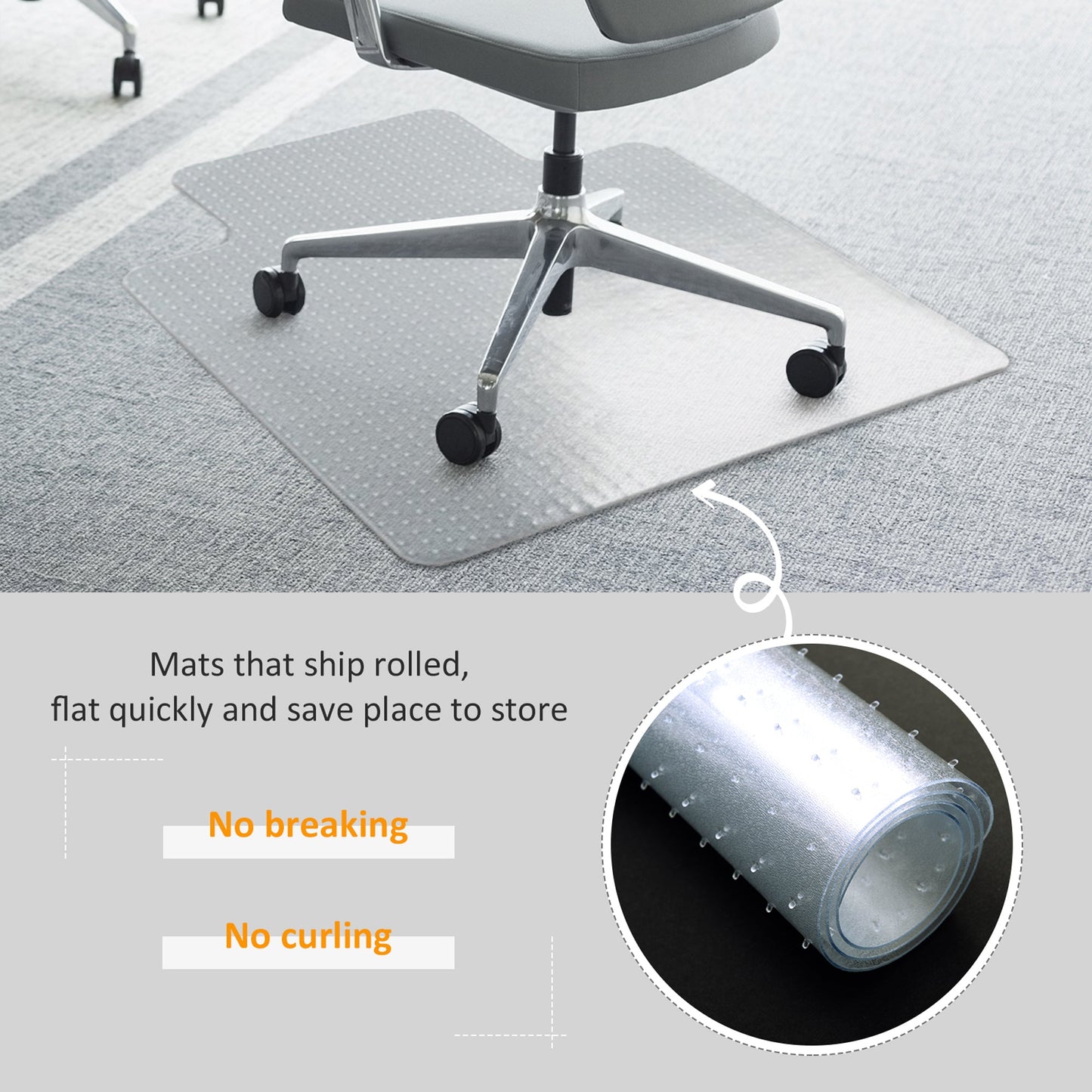 HOMCOM Office Carpet Protector Mata na krzesło Przezroczysta Kolczasta Antypoślizgowa Mata z Matą Matową