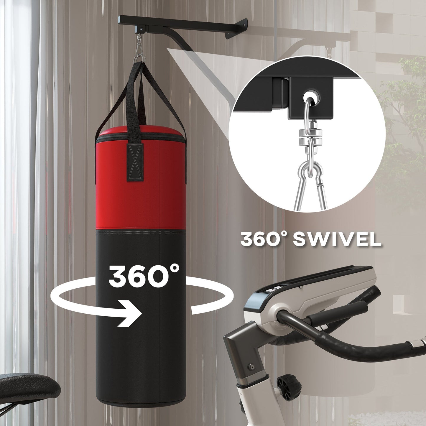 SPORTNOW Unfilled Punching Bag Set with Boxing Bag Bracket, Boxing Gloves, Hand Wraps and 360¡ Swivel Hook