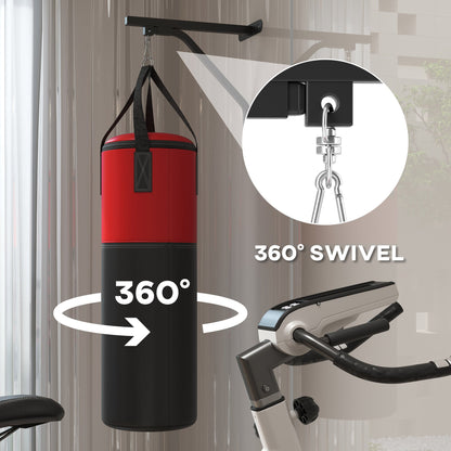 SPORTNOW Unfilled Punching Bag Set with Boxing Bag Bracket, Boxing Gloves, Hand Wraps and 360¡ Swivel Hook